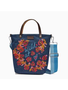 Brighton Artfully Yours Wild At Heart Embroidered Messenger Bag H10803 $165 NWT